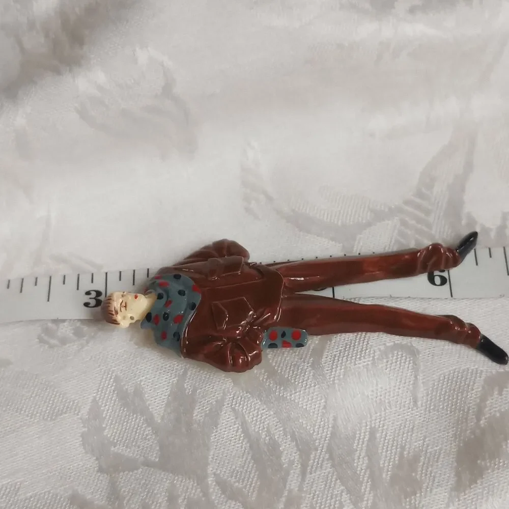 Vtg Molded handpainted Plastic Resin Fashion Lady menswear Brooch Pin 3.5in